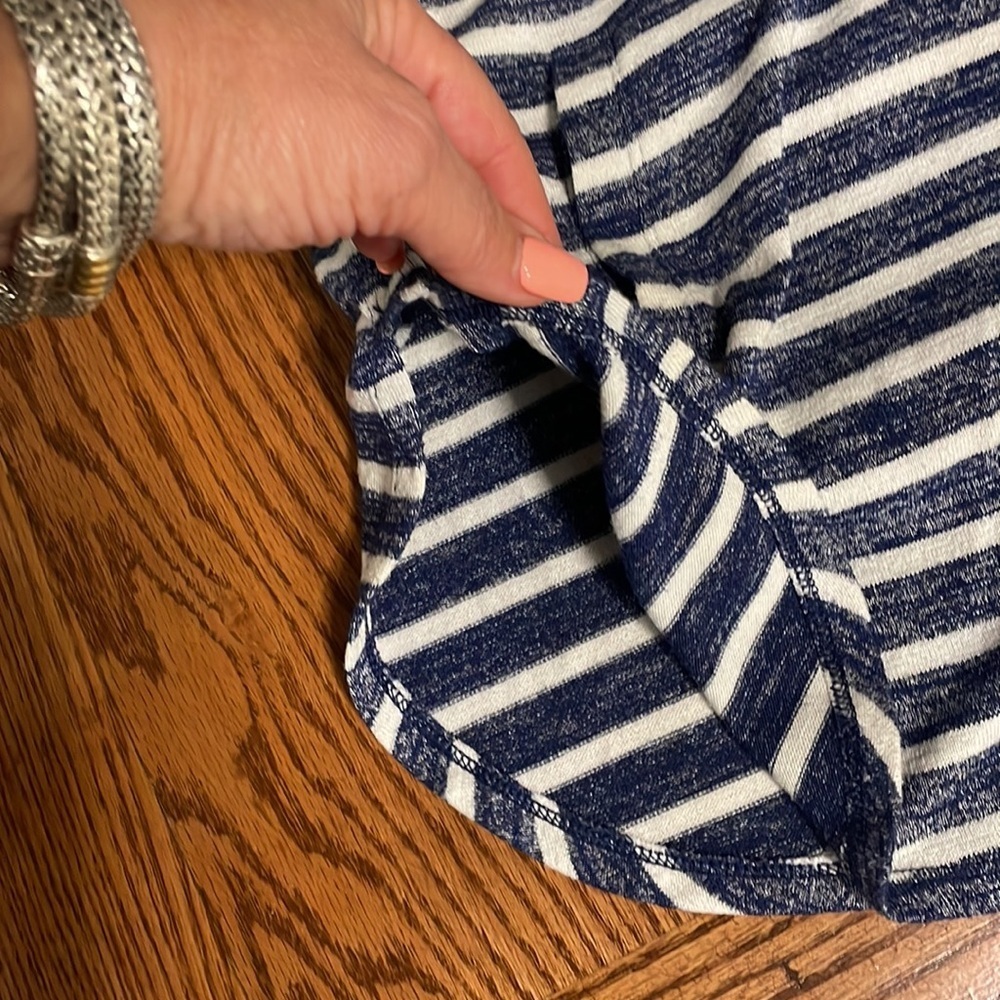 BANANA REPUBLIC women’s LUXESPUN striped hoodie blue white pullover stretchy XS - Picture 9 of 9